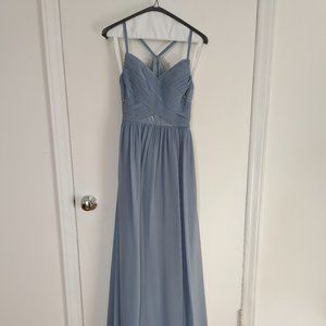 Azazie Leslie Bridesmaid Dress Size 2 Dusty Blue